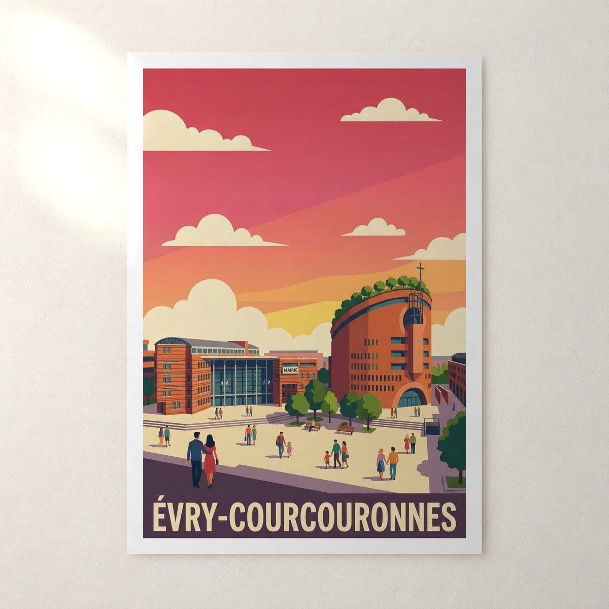 Affiche Évry-Courcouronnes – sans cadre, accrochée au mur