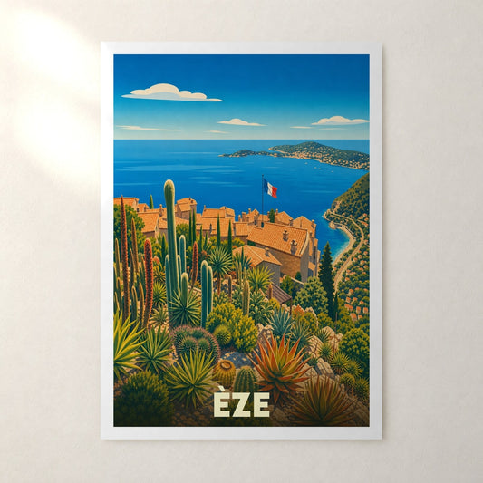 Affiche Èze – sans cadre, accrochée au mur