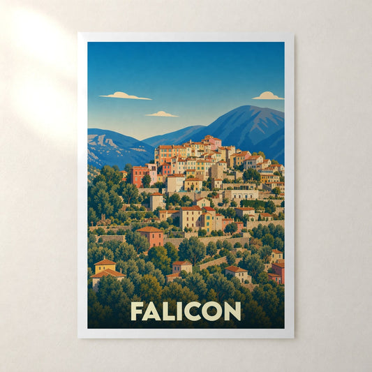 Affiche Falicon – sans cadre, accrochée au mur