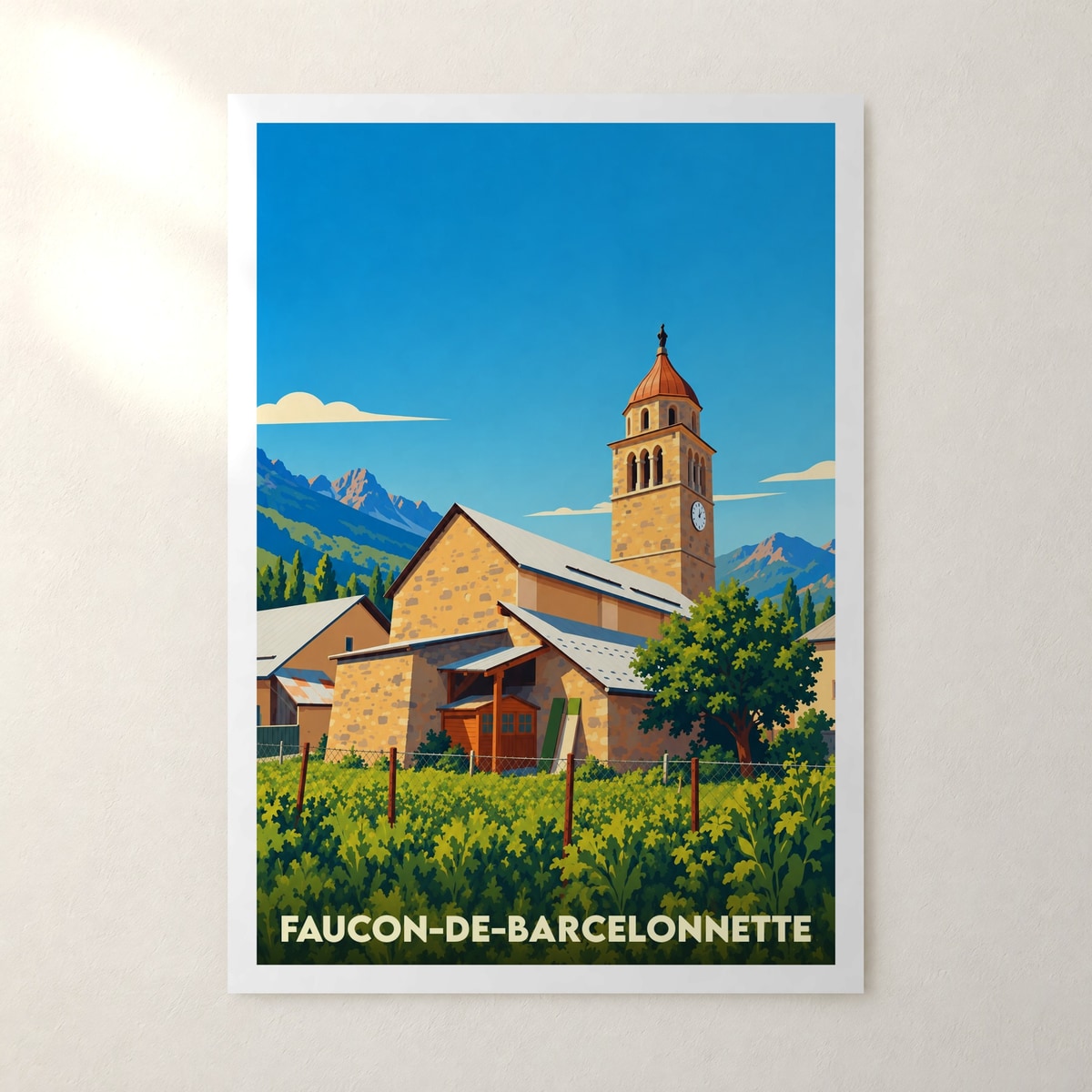 Affiche Faucon-de-Barcelonnette – sans cadre, accrochée au mur