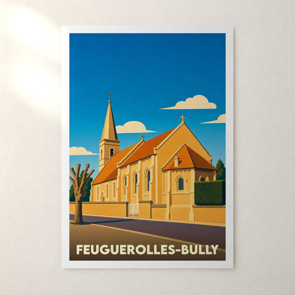 Affiche Feuguerolles-Bully – sans cadre, accrochée au mur