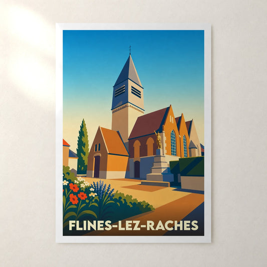 Affiche Flines-lez-Raches – sans cadre, accrochée au mur