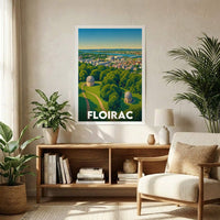 Affiche souvenir de la ville de Floirac avec une illustration stylisée de son observatoire et de ses paysages verdoyants.