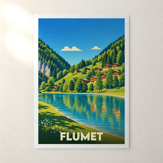 Affiche Flumet – sans cadre, accrochée au mur