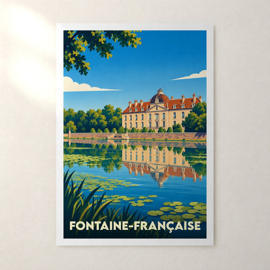 Affiche Fontaine-Française – sans cadre, accrochée au mur