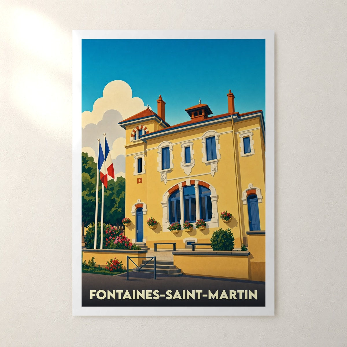 Affiche Fontaines-Saint-Martin – sans cadre, accrochée au mur