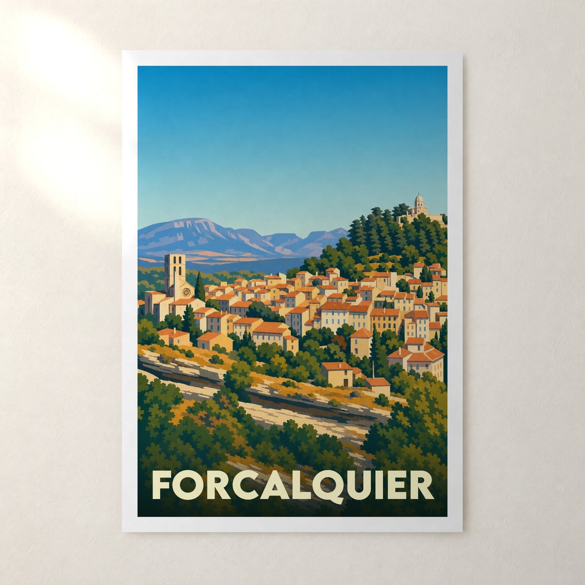 Affiche Forcalquier – sans cadre, accrochée au mur