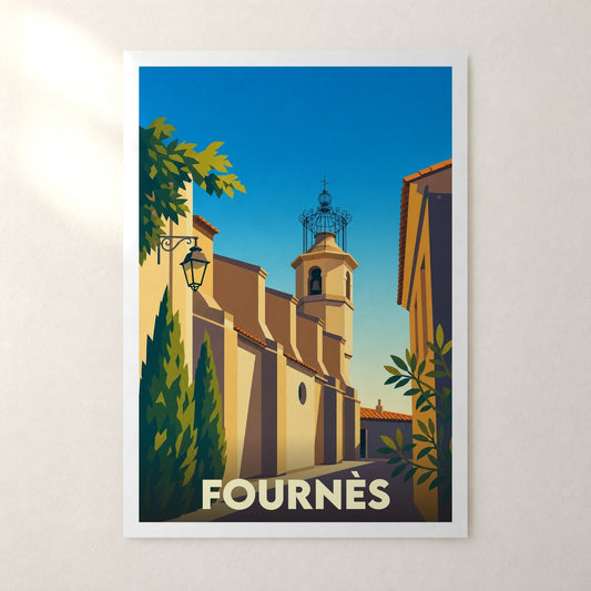 Affiche Fournès – sans cadre, accrochée au mur
