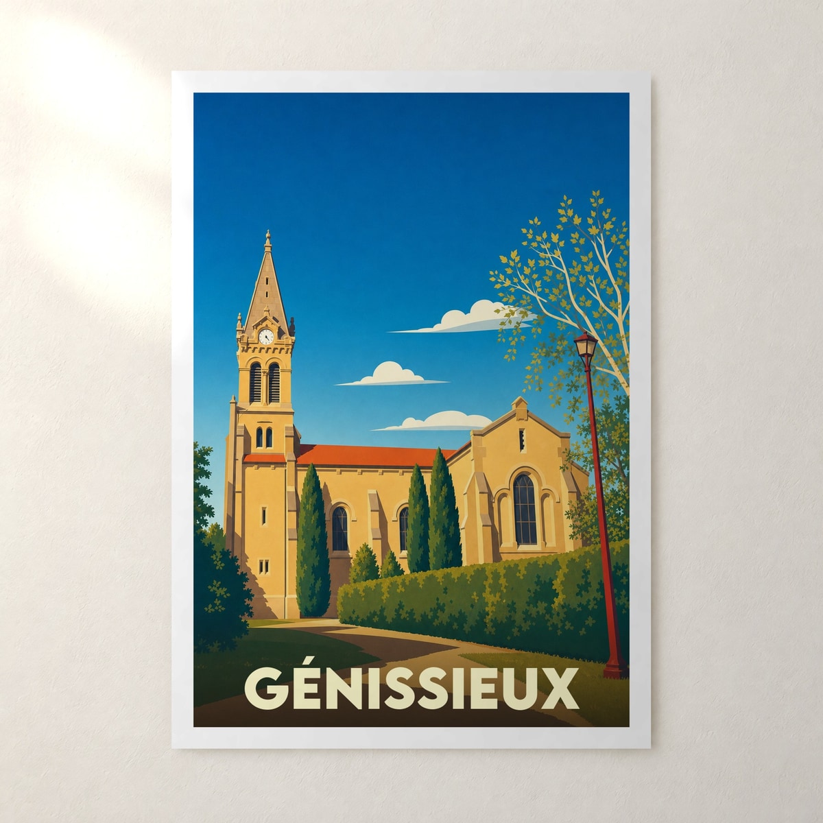 Affiche Génissieux – sans cadre, accrochée au mur