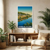 Affiche souvenir de la ville de Gennes-Val-de-Loire avec une illustration stylisée des bords de Loire.