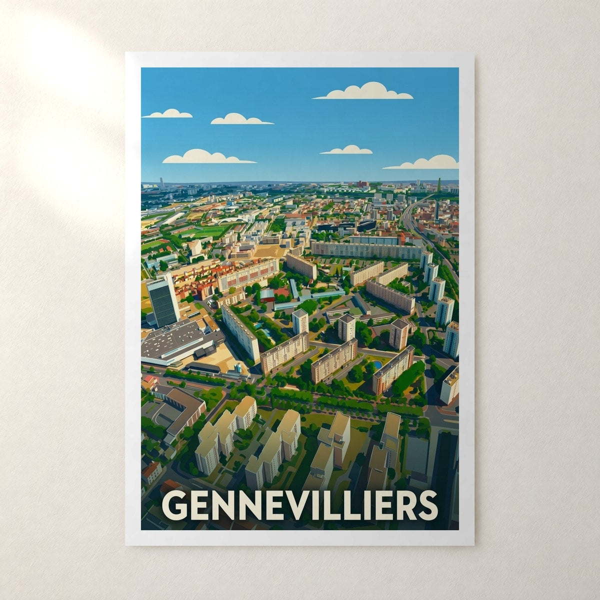 Affiche Gennevilliers – sans cadre, accrochée au mur