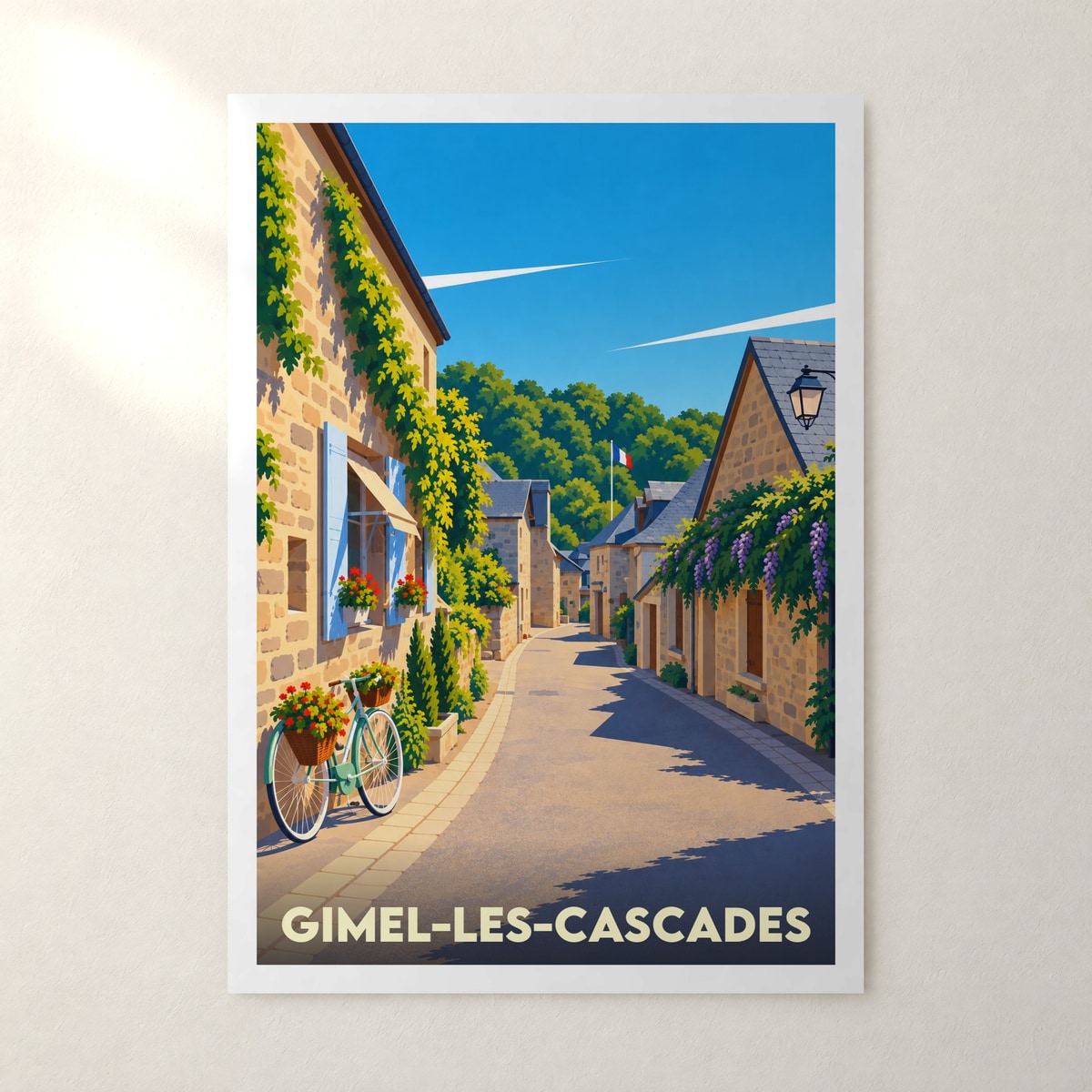 Affiche Gimel-les-Cascades – sans cadre, accrochée au mur