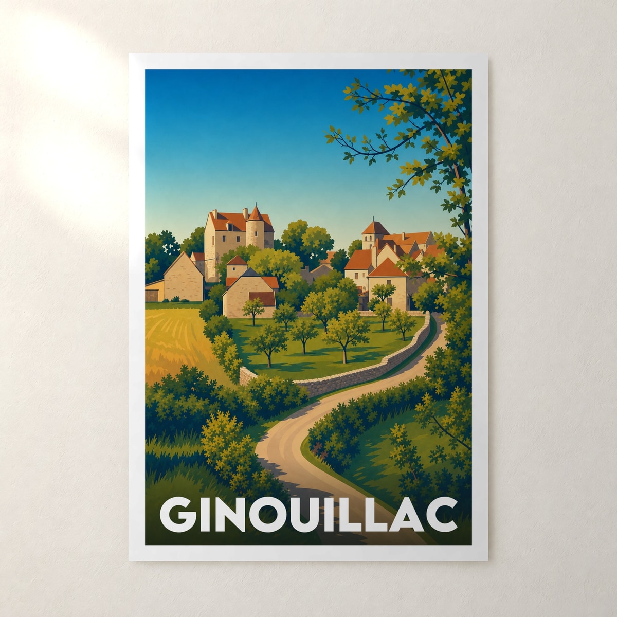Affiche Ginouillac – sans cadre, accrochée au mur
