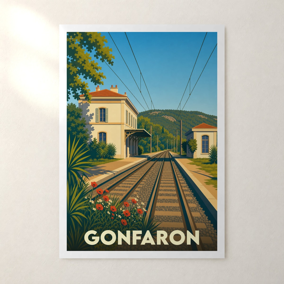 Affiche Gonfaron – sans cadre, accrochée au mur