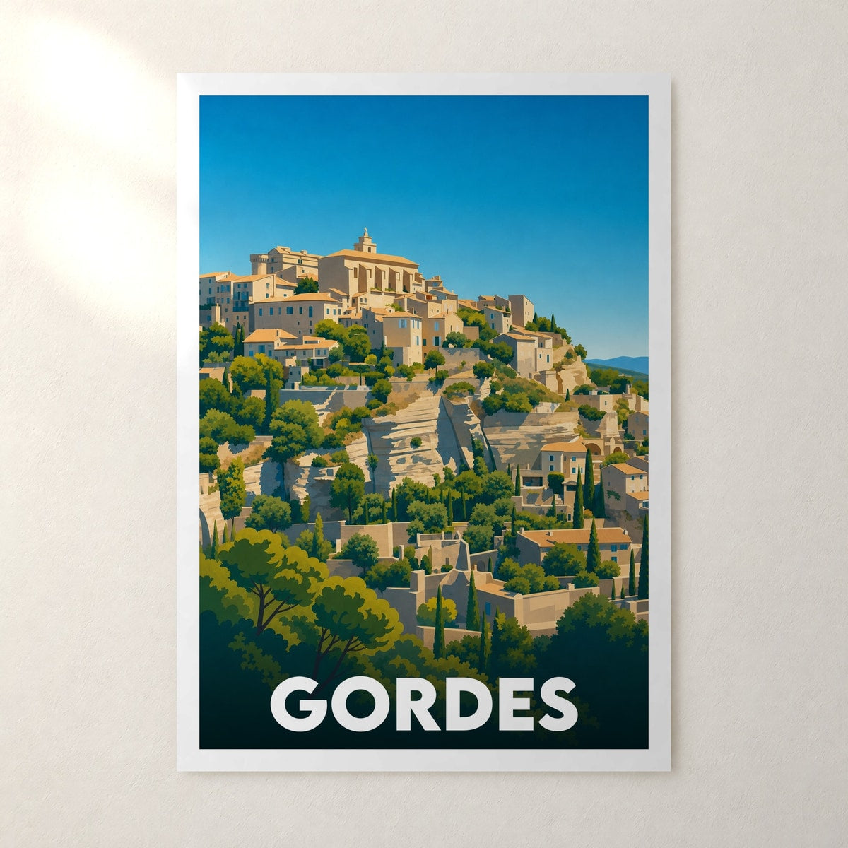 Affiche Gordes – sans cadre, accrochée au mur