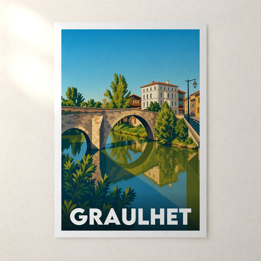 Affiche Graulhet – sans cadre, accrochée au mur
