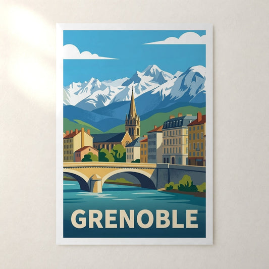 Affiche Grenoble – sans cadre, accrochée au mur
