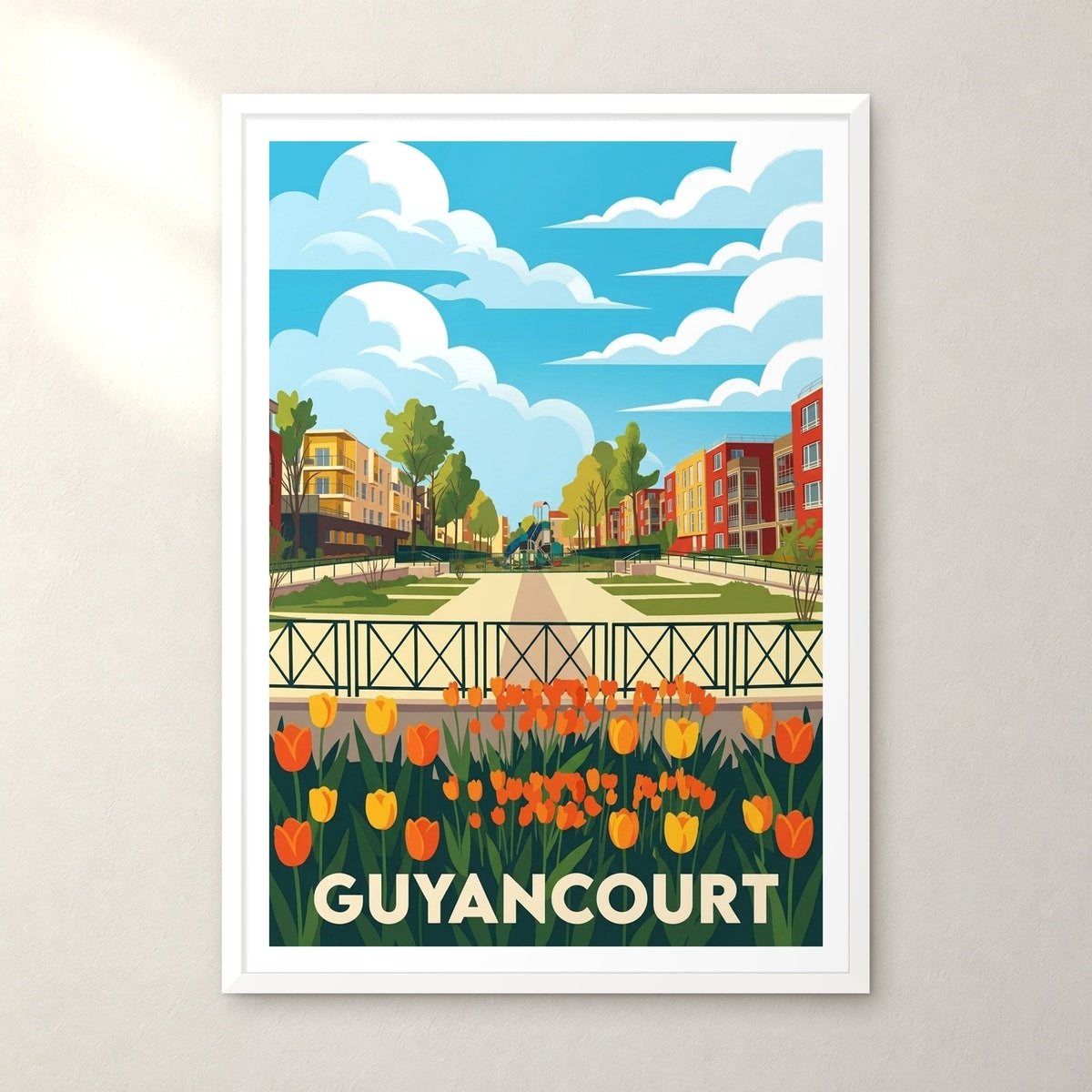 Affiche Guyancourt – cadre blanc, accrochée au mur