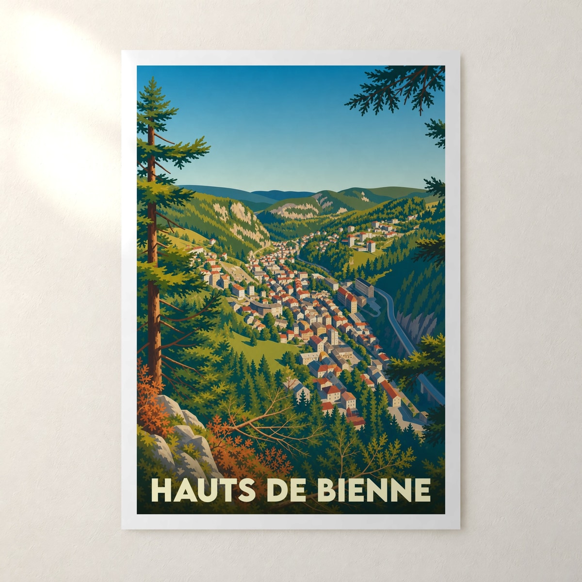 Affiche Hauts de Bienne – sans cadre, accrochée au mur