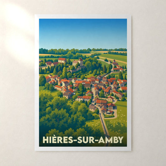 Affiche Hières-sur-Amby – sans cadre, accrochée au mur