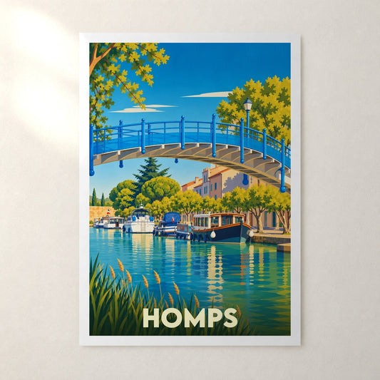 Affiche Homps (Aude) – sans cadre, accrochée au mur