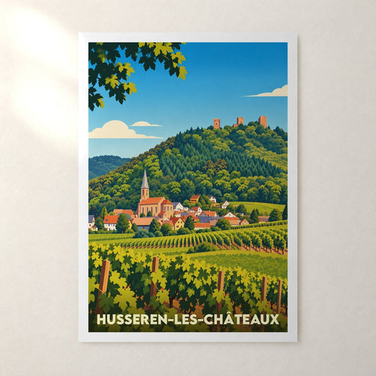 Affiche Husseren-les-Châteaux – sans cadre, accrochée au mur