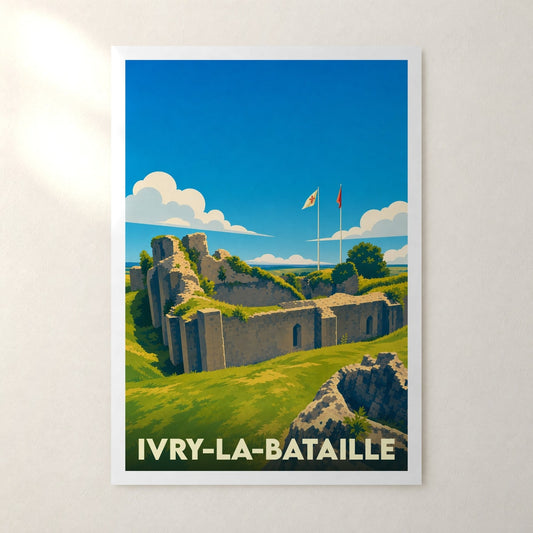 Affiche Ivry-la-Bataille – sans cadre, accrochée au mur