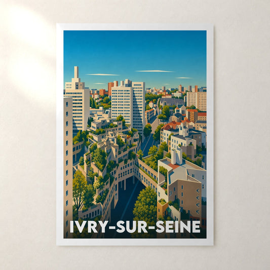 Affiche Ivry-sur-Seine – sans cadre, accrochée au mur