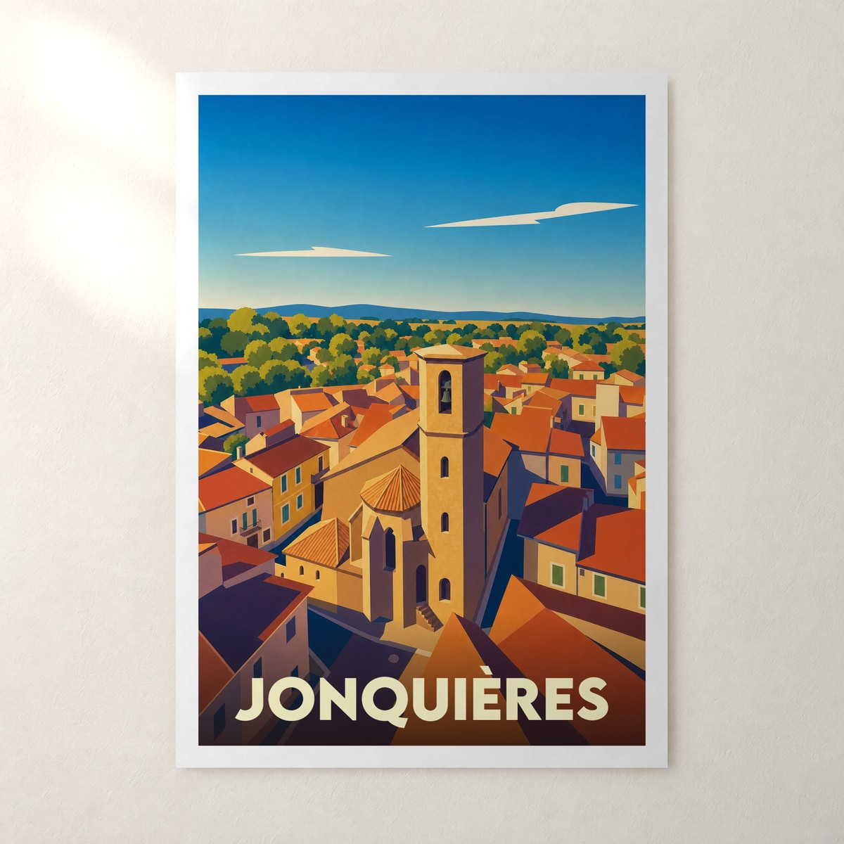 Affiche Jonquières – sans cadre, accrochée au mur