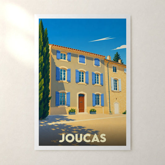 Affiche Joucas – sans cadre, accrochée au mur
