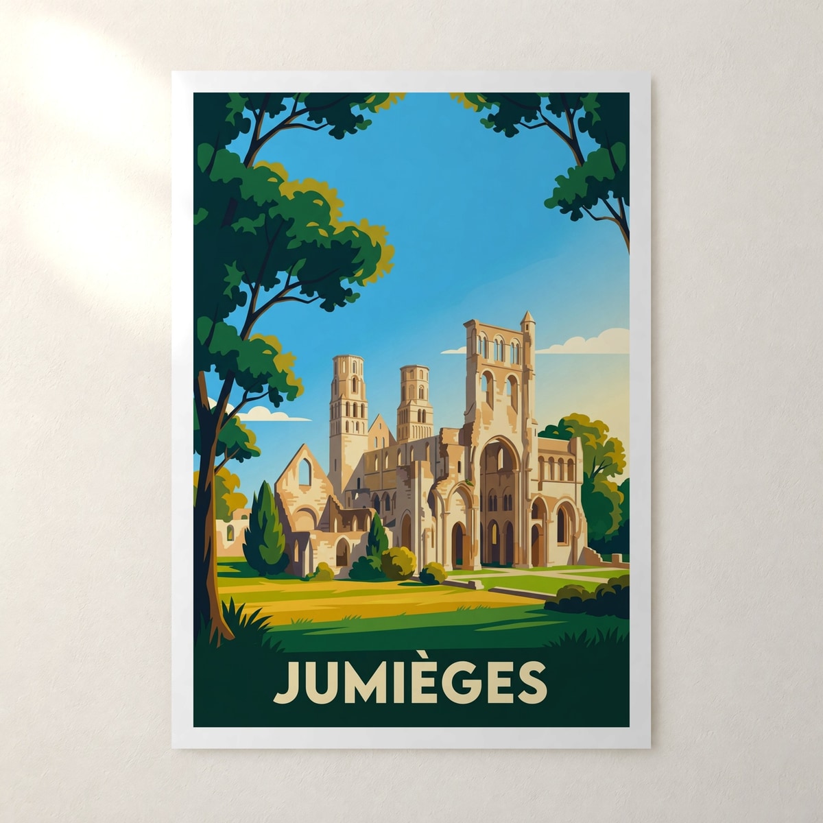 Affiche Jumièges – sans cadre, accrochée au mur