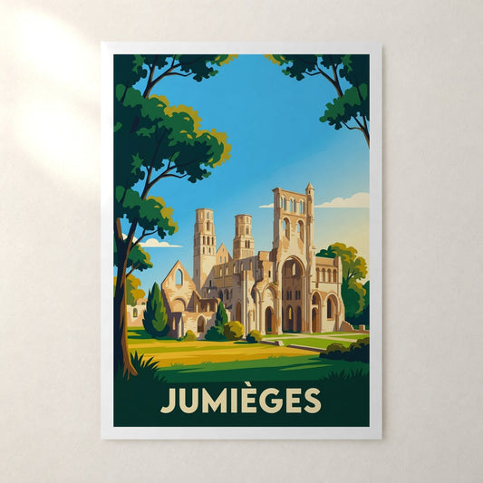 Affiche Jumièges – sans cadre, accrochée au mur