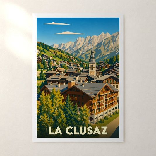 Affiche La Clusaz – sans cadre, accrochée au mur
