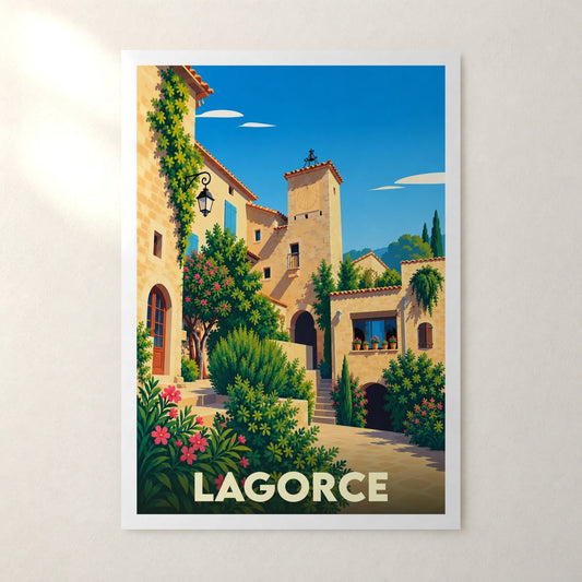 Affiche Lagorce (Ardèche) – sans cadre, accrochée au mur