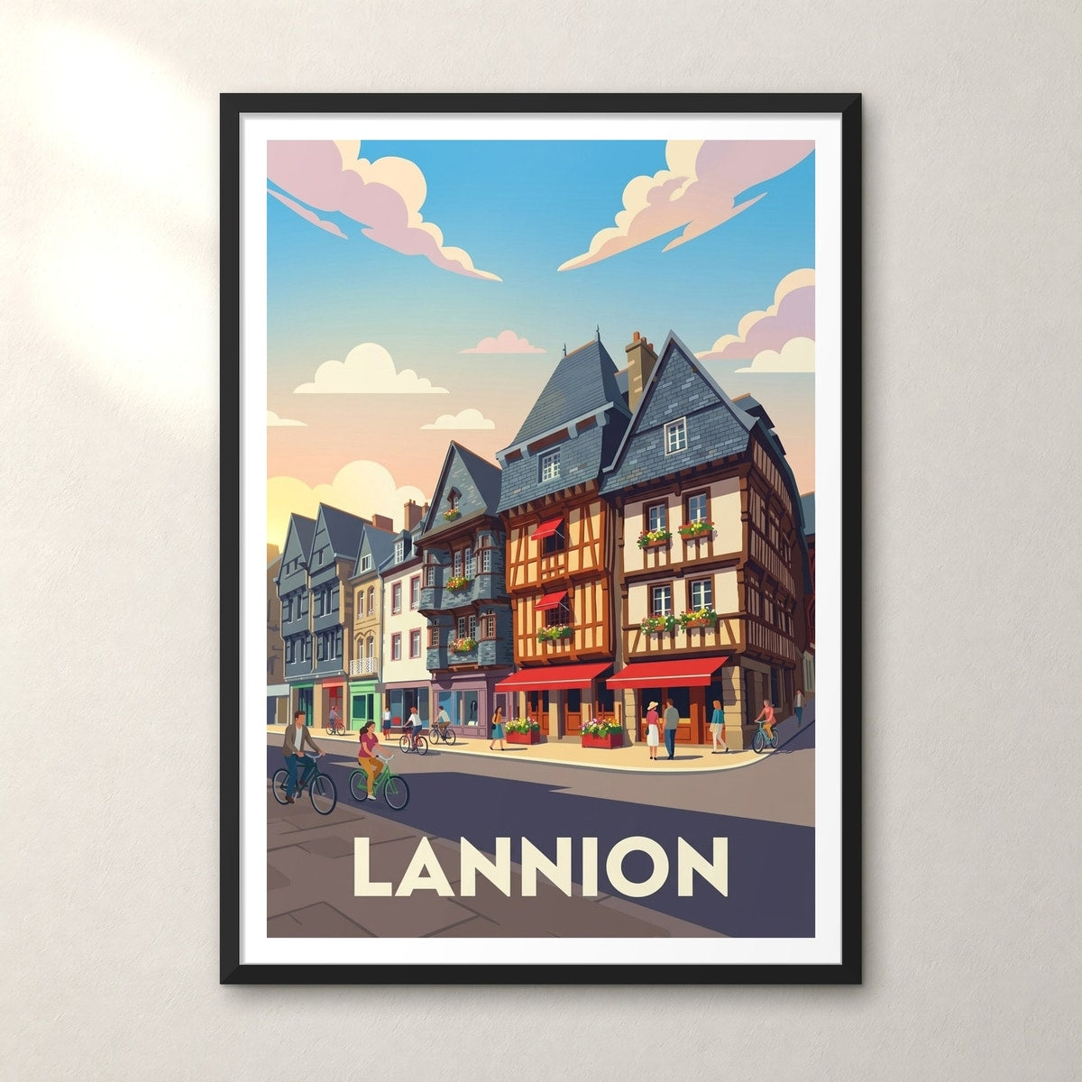 Affiche Lannion – cadre noir, accrochée au mur