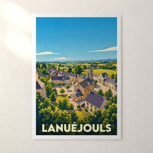 Affiche Lanuéjouls – sans cadre, accrochée au mur