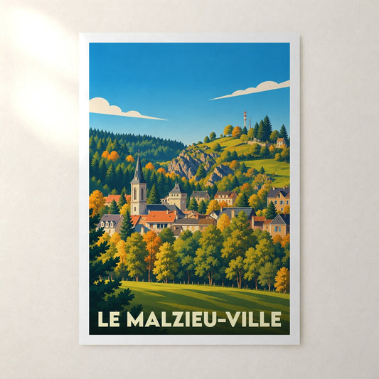 Affiche Le Malzieu-Ville – sans cadre, accrochée au mur