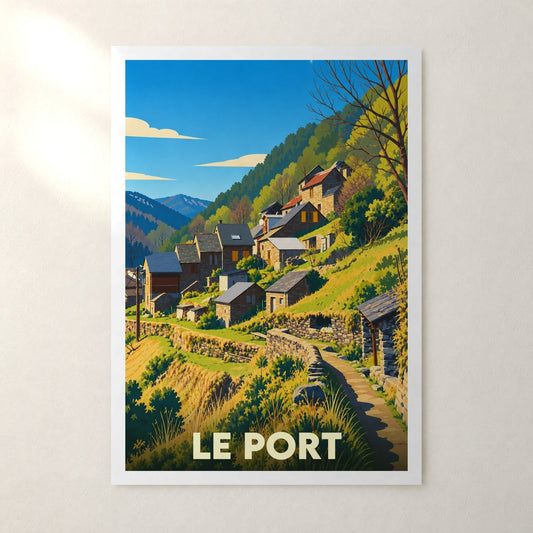 Affiche Le Port (Ariège) – sans cadre, accrochée au mur