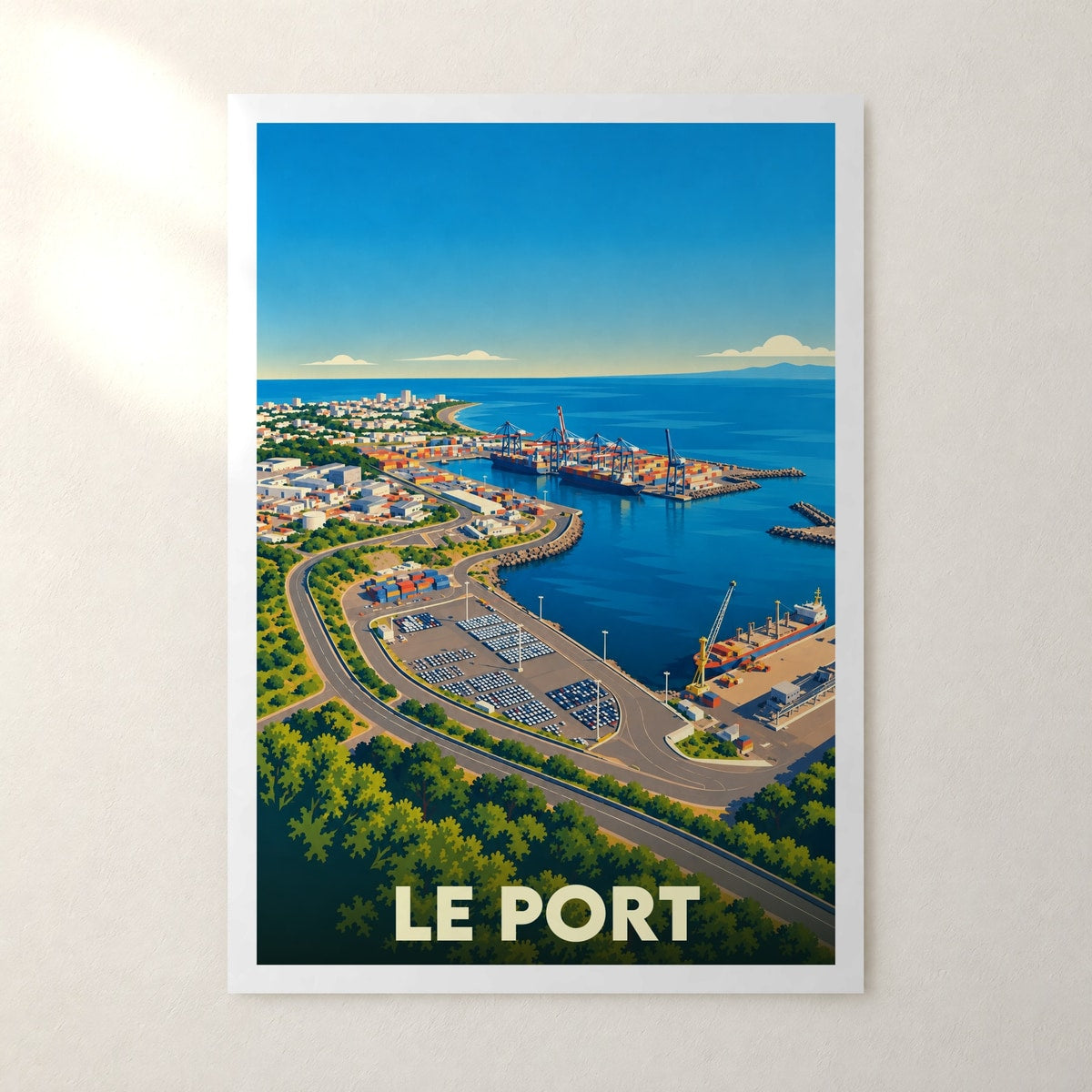 Affiche Le Port (La Réunion) – sans cadre, accrochée au mur