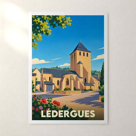 Affiche Lédergues – sans cadre, accrochée au mur