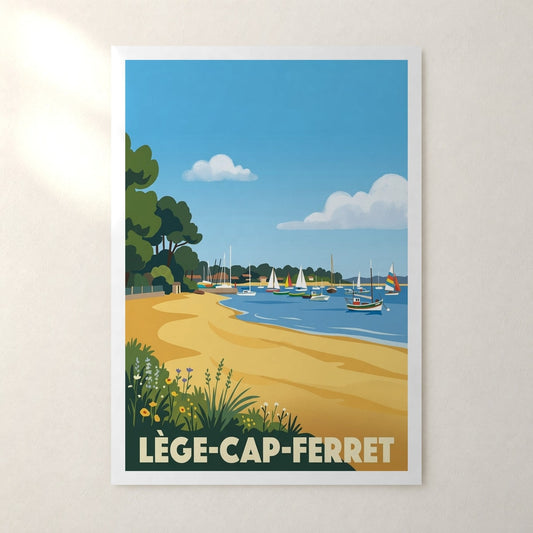 Affiche Lège-Cap-Ferret – sans cadre, accrochée au mur