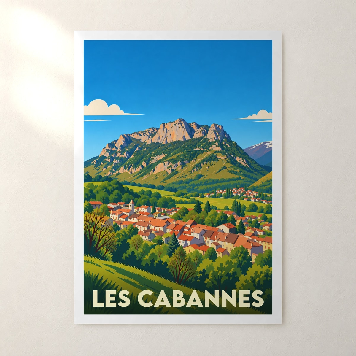 Affiche Les Cabannes (Ariège) – sans cadre, accrochée au mur