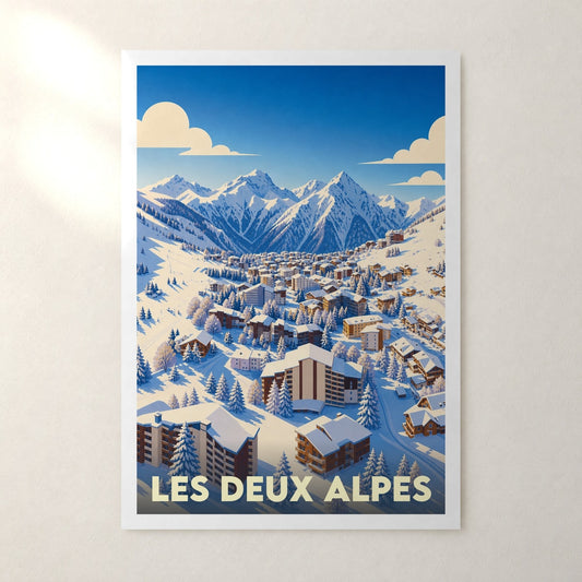 Affiche Les Deux Alpes – sans cadre, accrochée au mur