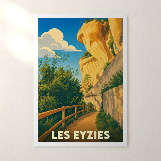 Affiche Les Eyzies – sans cadre, accrochée au mur