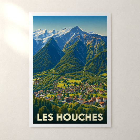 Affiche Les Houches – sans cadre, accrochée au mur