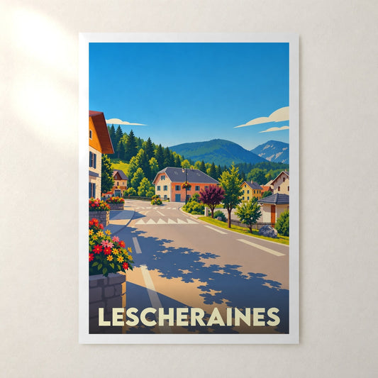 Affiche Lescheraines – sans cadre, accrochée au mur