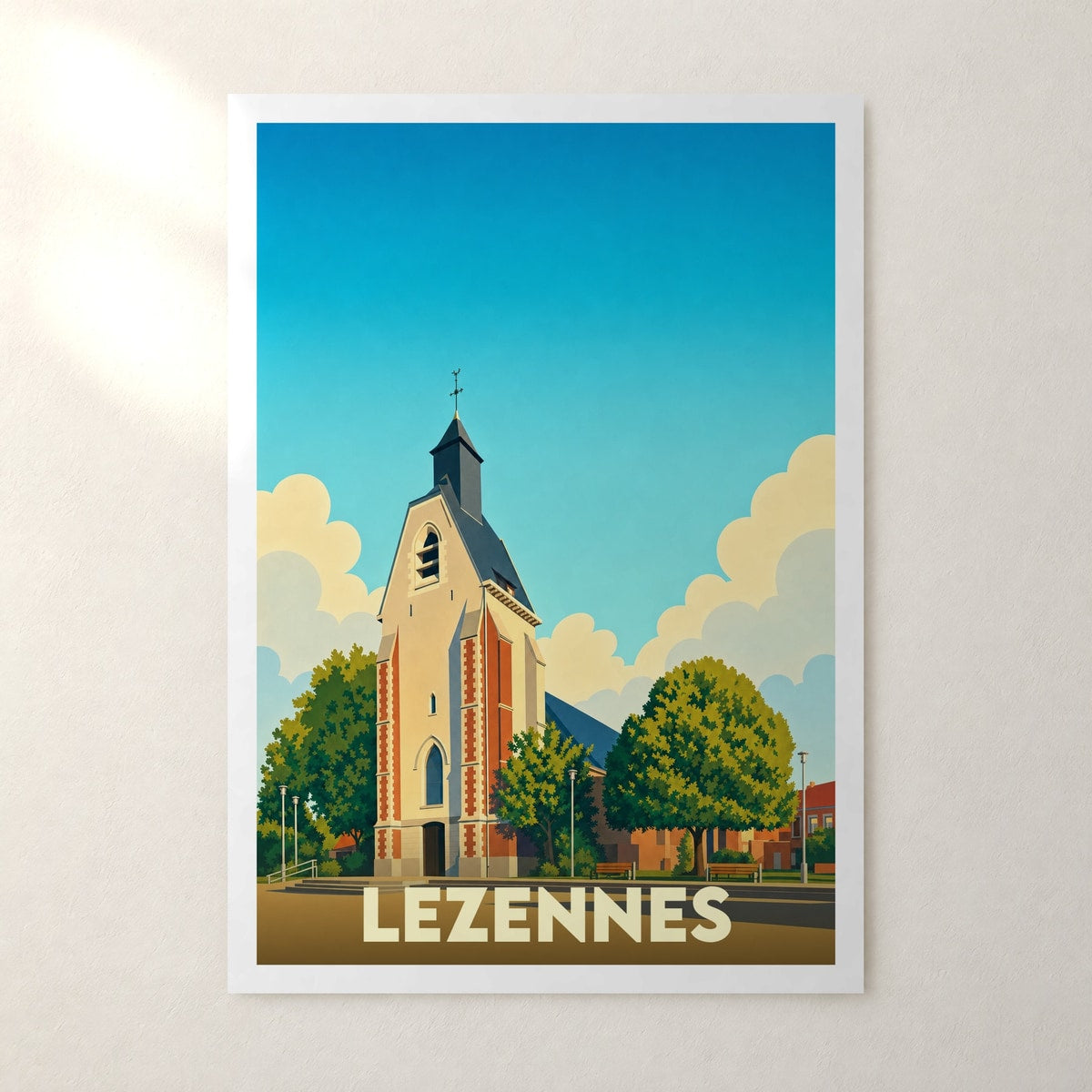 Affiche Lezennes – sans cadre, accrochée au mur