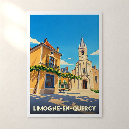 Affiche Limogne-en-Quercy – sans cadre, accrochée au mur