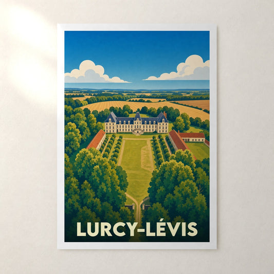 Affiche Lurcy-Lévis – sans cadre, accrochée au mur