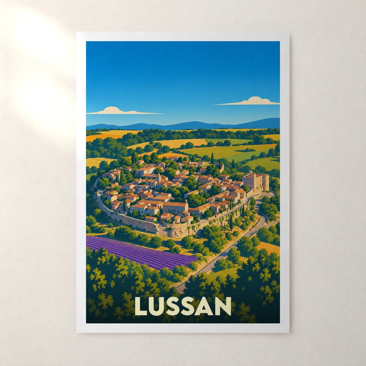 Affiche Lussan (Gard) – sans cadre, accrochée au mur